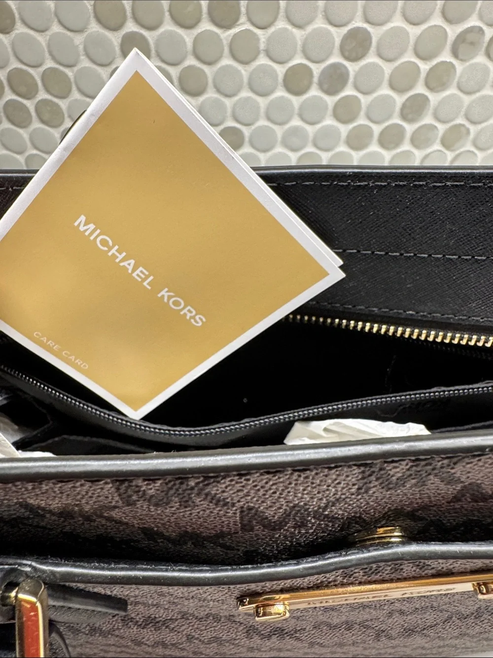 Michael Kors Gray MK Signature Tote with Black Straps
